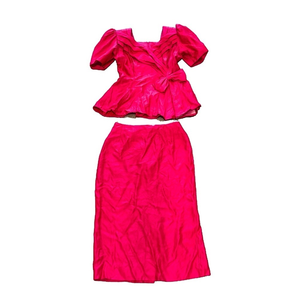 Vintage Pink Midi Skirt Set for Cocktail Nights